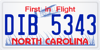 NC license plate DIB5343