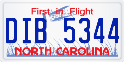 NC license plate DIB5344