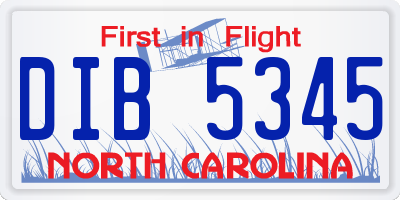 NC license plate DIB5345
