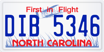 NC license plate DIB5346