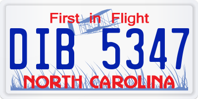 NC license plate DIB5347