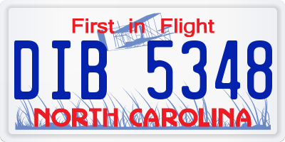 NC license plate DIB5348