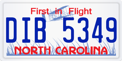 NC license plate DIB5349