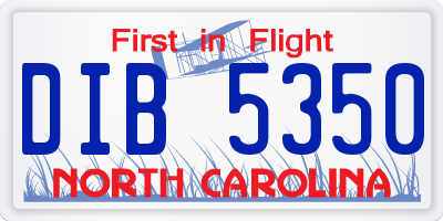 NC license plate DIB5350