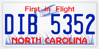 NC license plate DIB5352