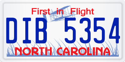 NC license plate DIB5354