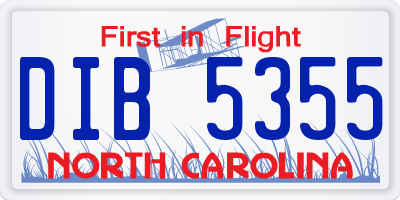 NC license plate DIB5355