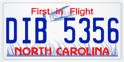 NC license plate DIB5356
