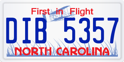NC license plate DIB5357