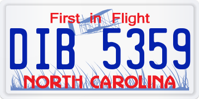 NC license plate DIB5359