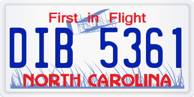 NC license plate DIB5361