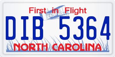 NC license plate DIB5364