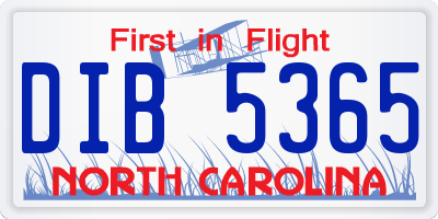 NC license plate DIB5365