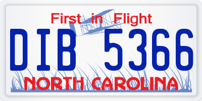NC license plate DIB5366