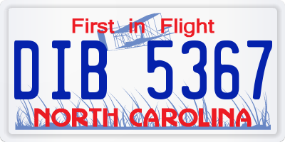 NC license plate DIB5367