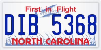 NC license plate DIB5368