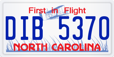 NC license plate DIB5370