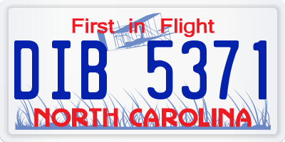 NC license plate DIB5371