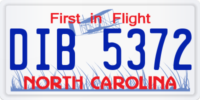 NC license plate DIB5372