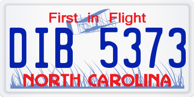 NC license plate DIB5373