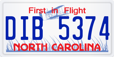 NC license plate DIB5374