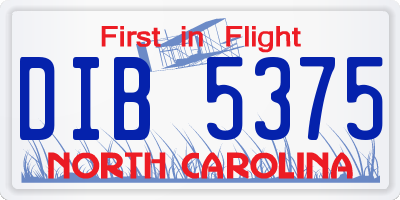 NC license plate DIB5375