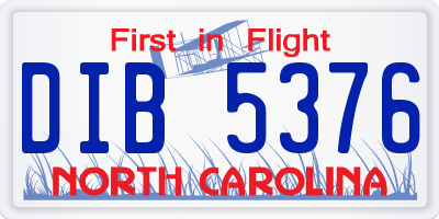 NC license plate DIB5376