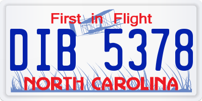 NC license plate DIB5378