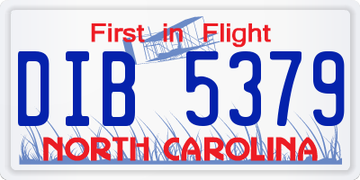 NC license plate DIB5379