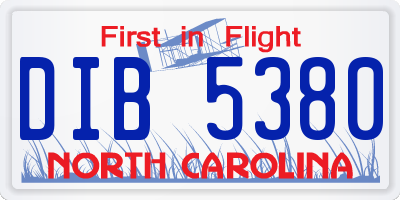 NC license plate DIB5380