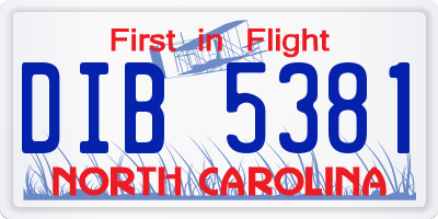 NC license plate DIB5381
