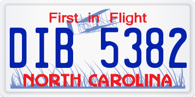 NC license plate DIB5382