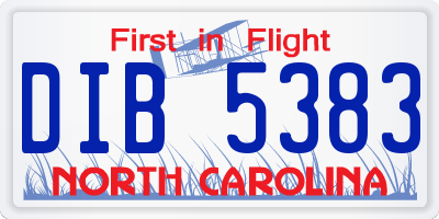 NC license plate DIB5383