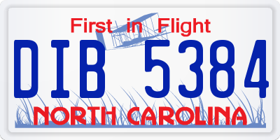 NC license plate DIB5384
