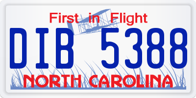 NC license plate DIB5388