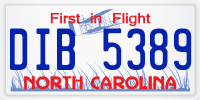 NC license plate DIB5389