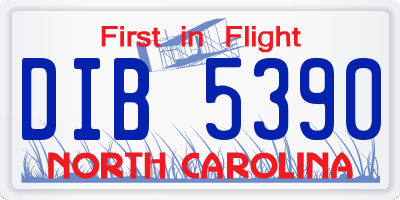 NC license plate DIB5390