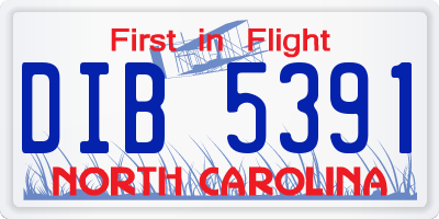 NC license plate DIB5391