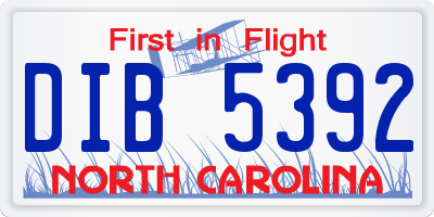 NC license plate DIB5392