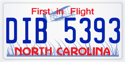 NC license plate DIB5393