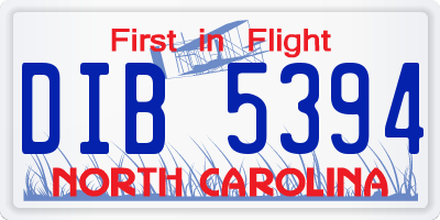 NC license plate DIB5394