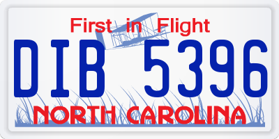 NC license plate DIB5396