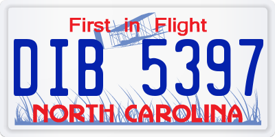 NC license plate DIB5397
