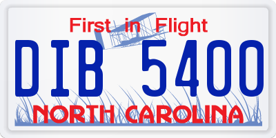 NC license plate DIB5400