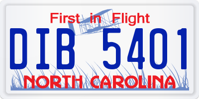 NC license plate DIB5401
