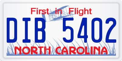 NC license plate DIB5402