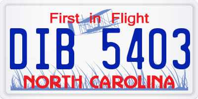 NC license plate DIB5403