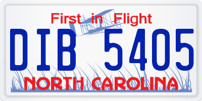 NC license plate DIB5405