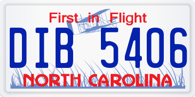 NC license plate DIB5406