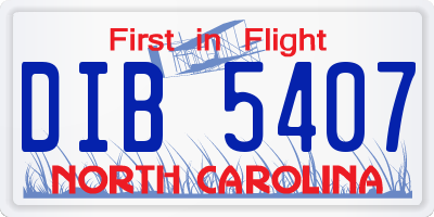 NC license plate DIB5407